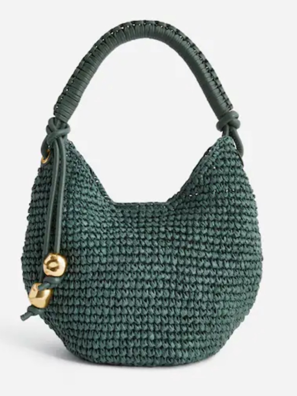 Madewell Carmen MINI Raffia Bag - Foraged Green with Gold Metal Tassel